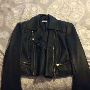 Tobi Black Cropped Faux Leather Jacket